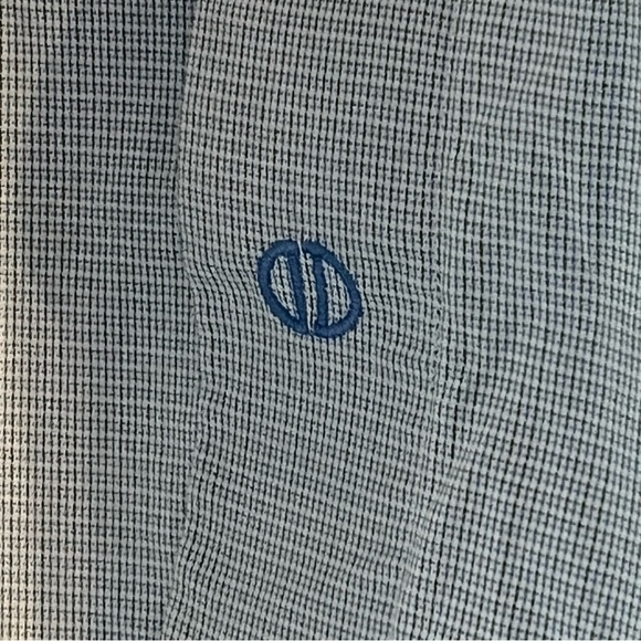 Men's David Donahue Blue & White Collared Button Down Shirt - Picture 4 of 8